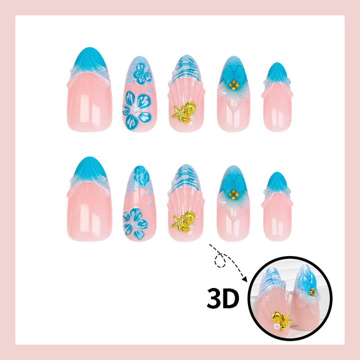 Fake nails set with elegant floral accents Kalsten