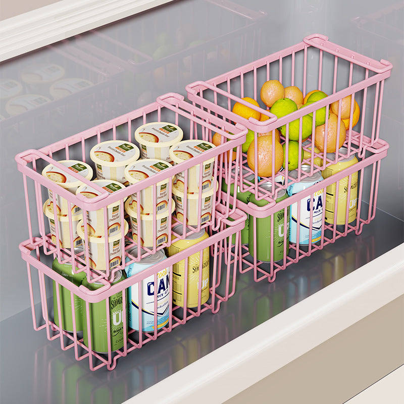 Wire Refrigerator Can Organizer Basket with Slide Handles