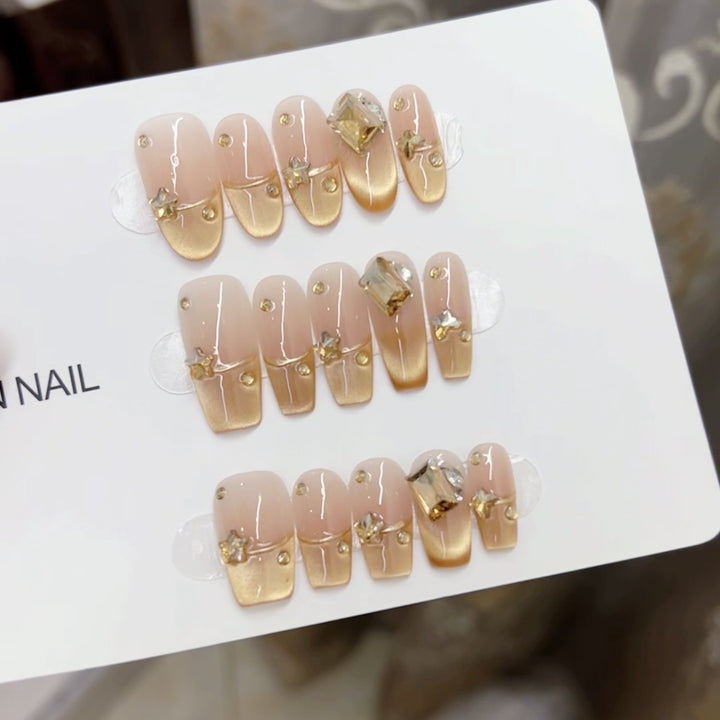Decorative Press-On Nail Art with Crystal Accents Kalsten