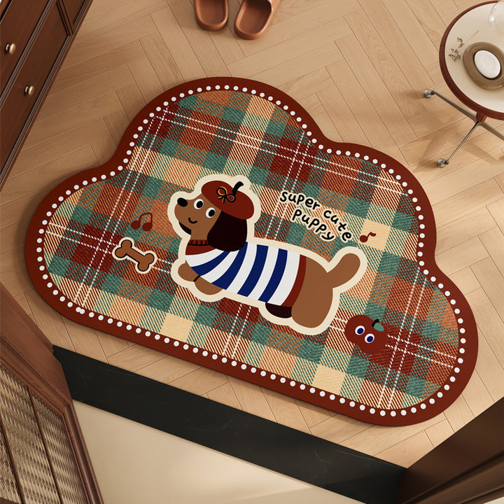 Playful Puppy Themed Bath Mat Kalsten