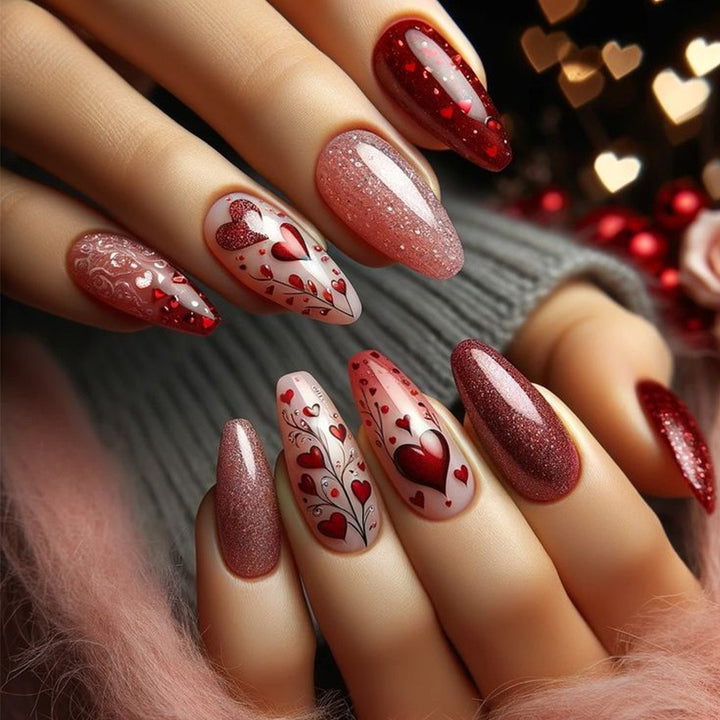 Artificial nails with Romantic Heart Design Kalsten