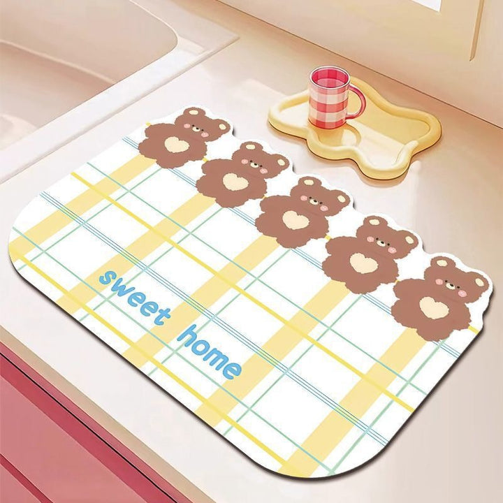 Cartoon Bear-Themed Kitchen Mat