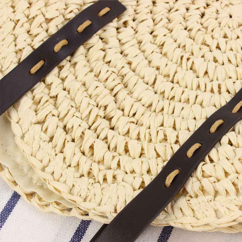 Round basket bag with sturdy leather handles Kalsten