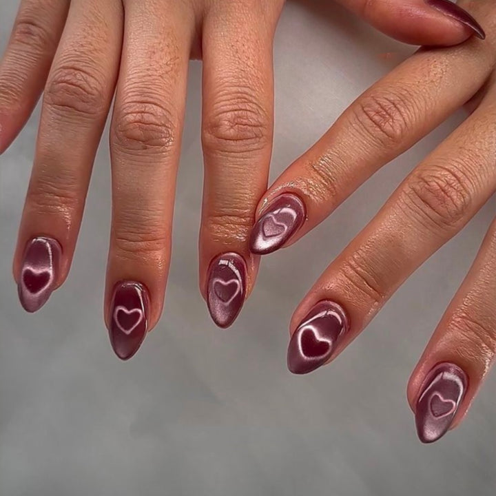 Heart Design Gel Nail Extensions