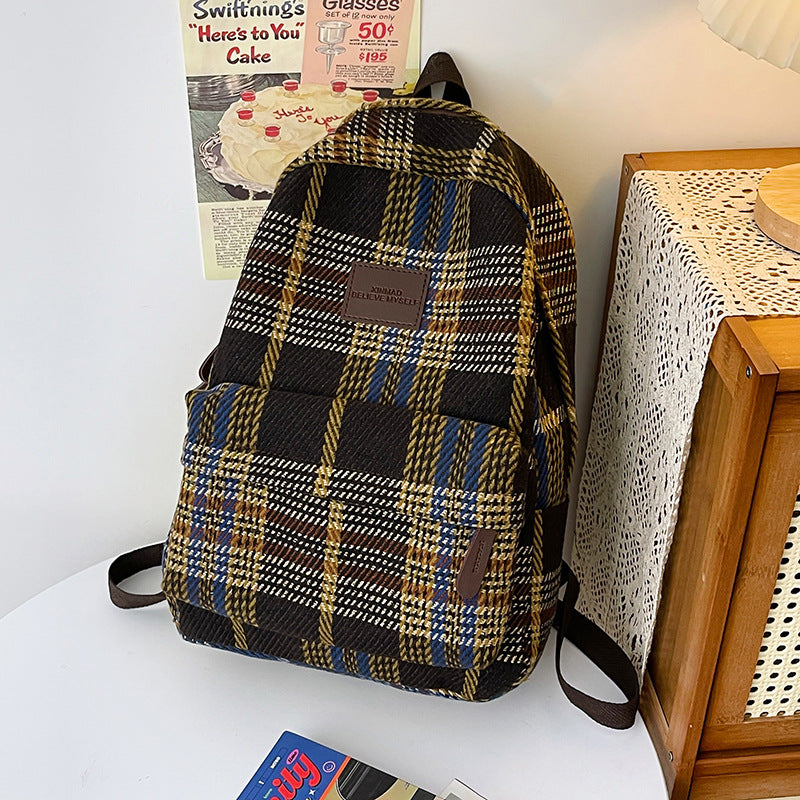 Stylish Plaid Backpack Kalsten