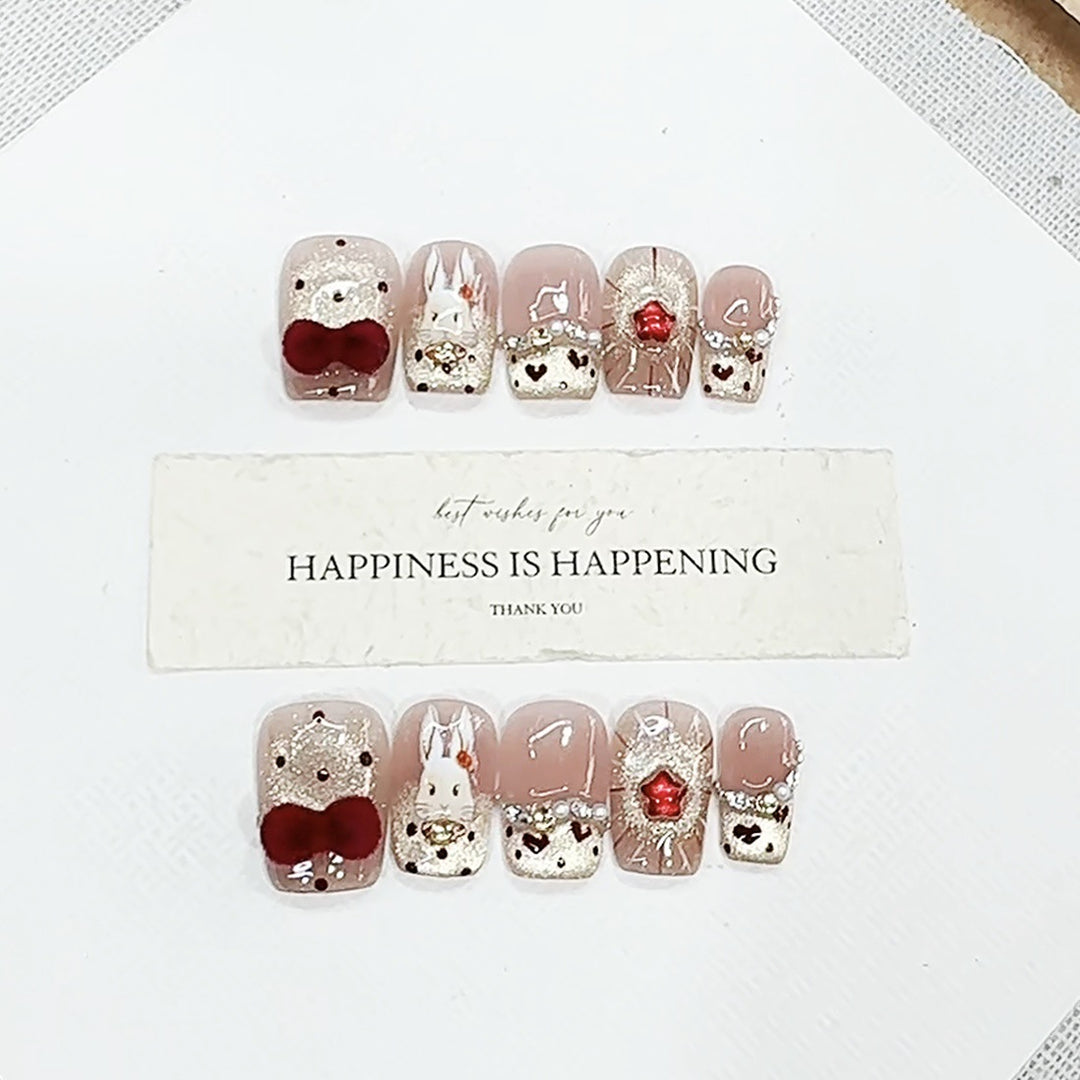 Artistic Themed Press-On Nail Set with Cute Designs Kalsten