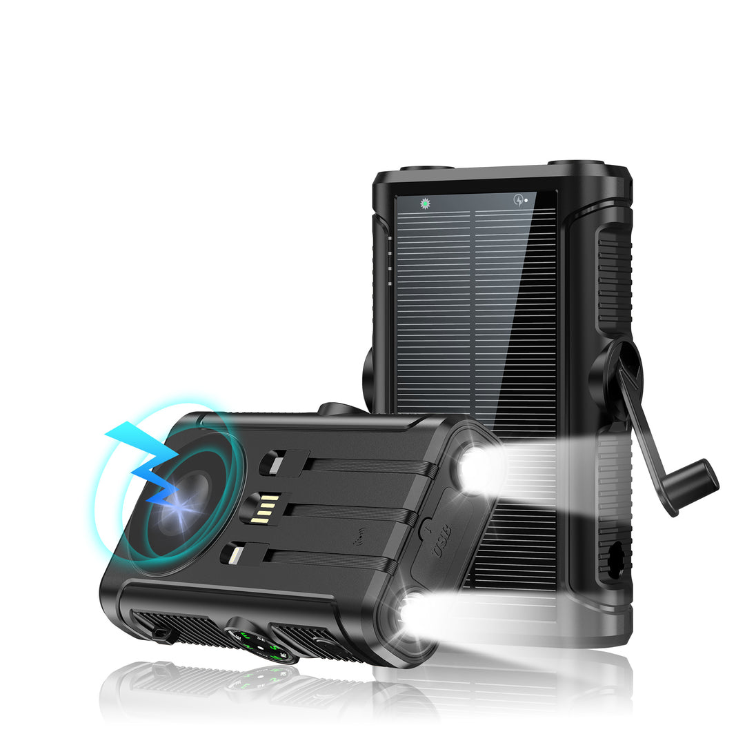 Portable solar battery with integrated hand crank charger Kalsten