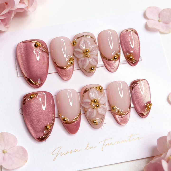 Floral Embellished Press-On Nail Set Kalsten 178815*10mm0415*10mm