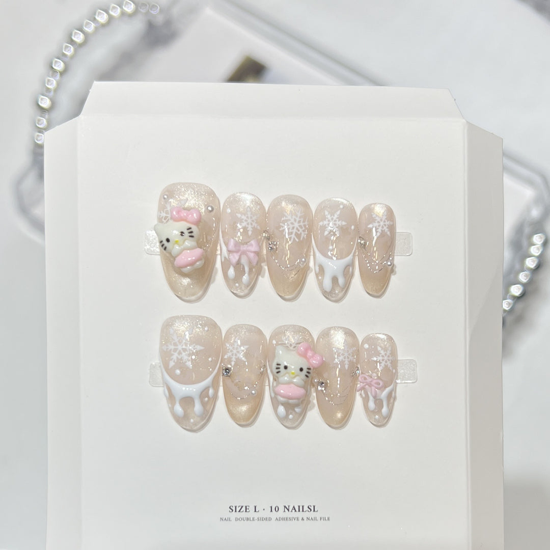 Glittery Press-On Nail Art Set with Snowflake Design Kalsten