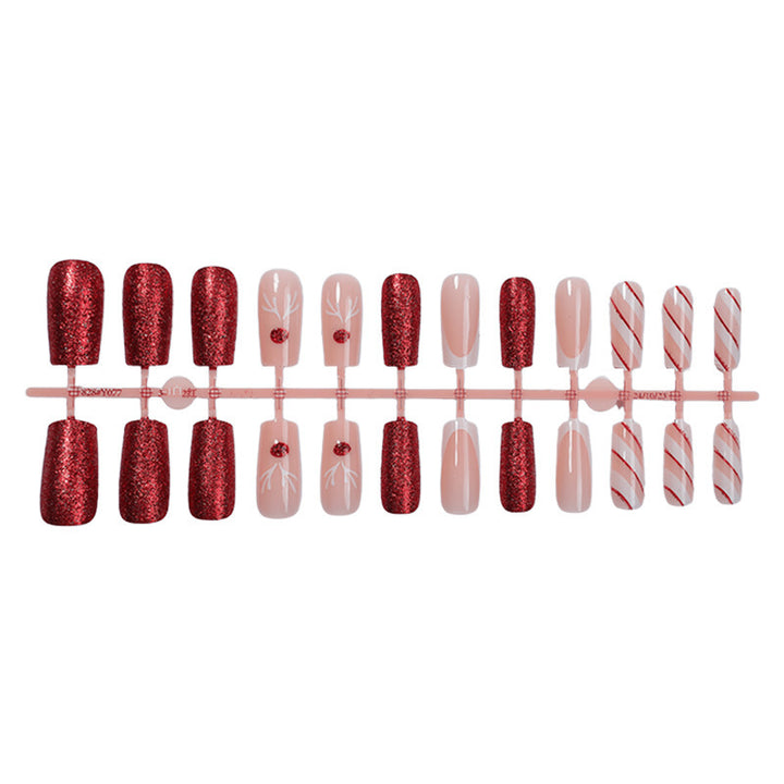 Artificial nail set with sparkling glitter and festive accents Kalsten
