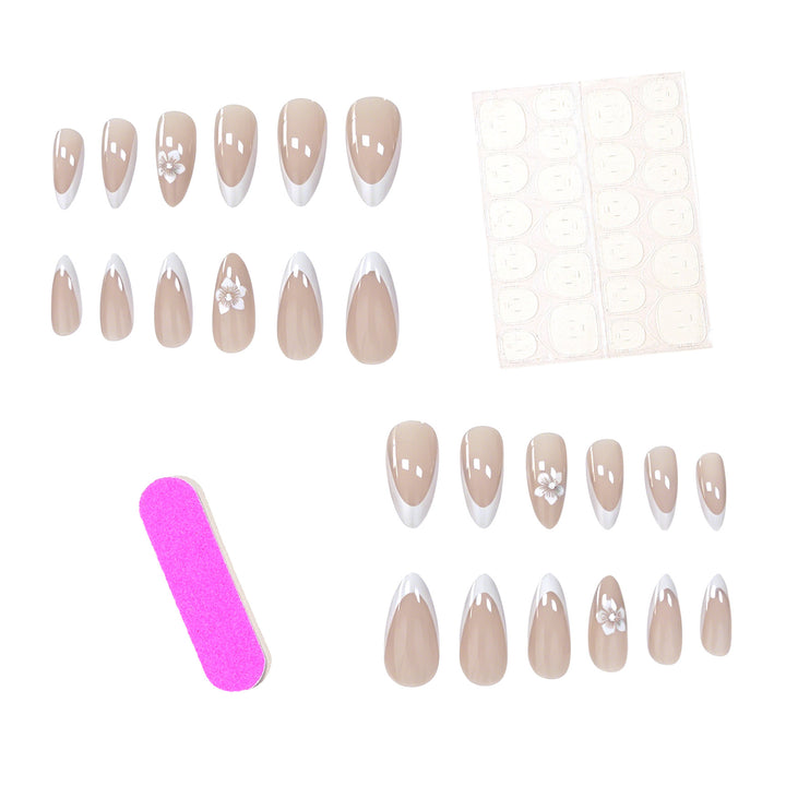 Elegant Floral French Tip Acrylic Nail Enhancements Kalsten