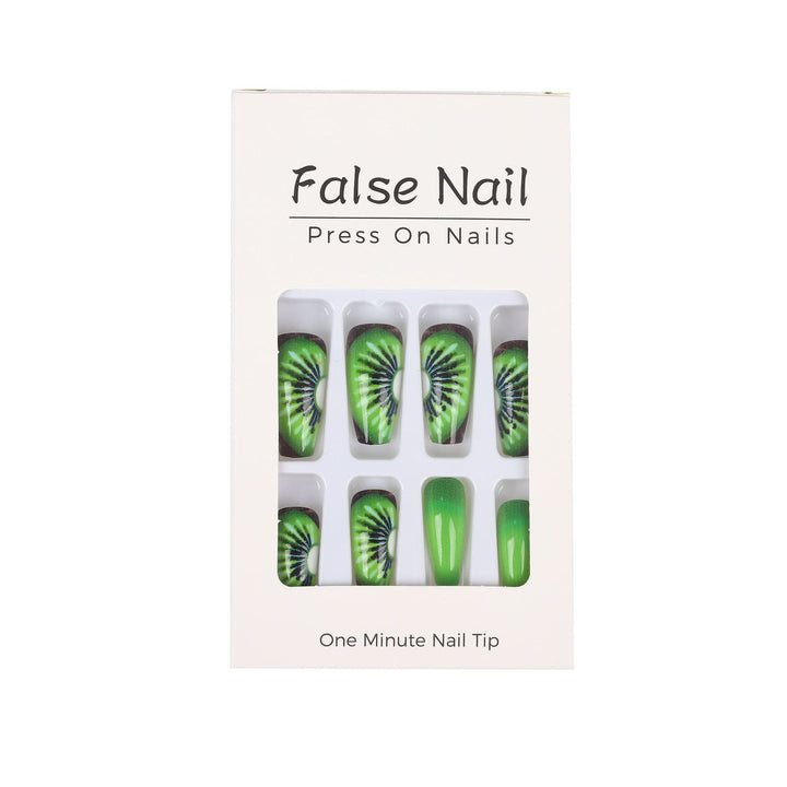 Creative artificial nails with kiwi motif Kalsten