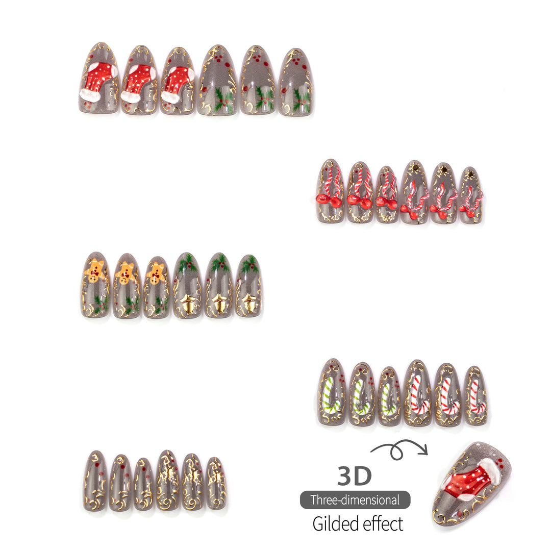 Holiday-Themed Decorative Press-On Nails
