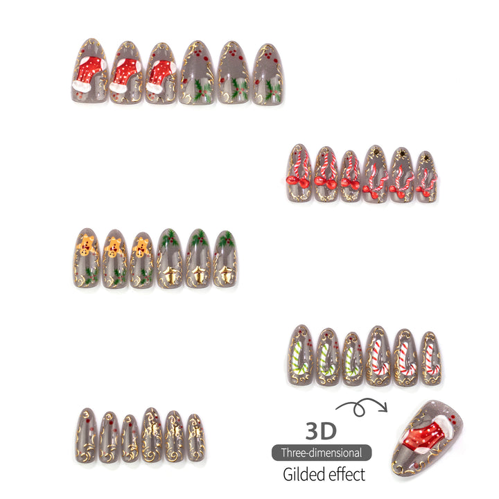 Holiday-Themed Decorative Press-On Nails
