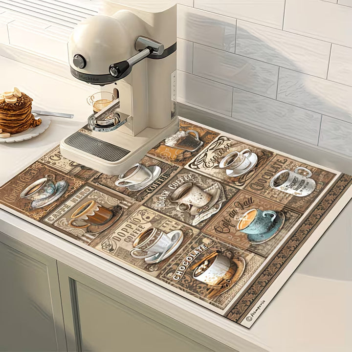 Coffee-Themed Kitchen Mat
