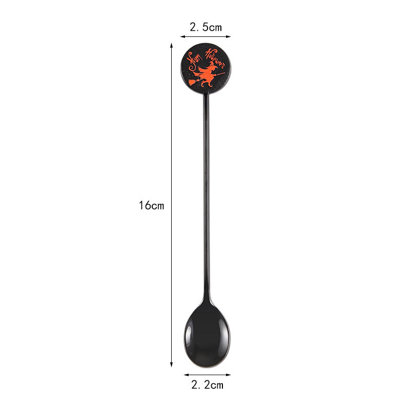 Long Bar Spoon Cocktail Stirring Spoon made of Stainless Steel with Halloween Ghost Design