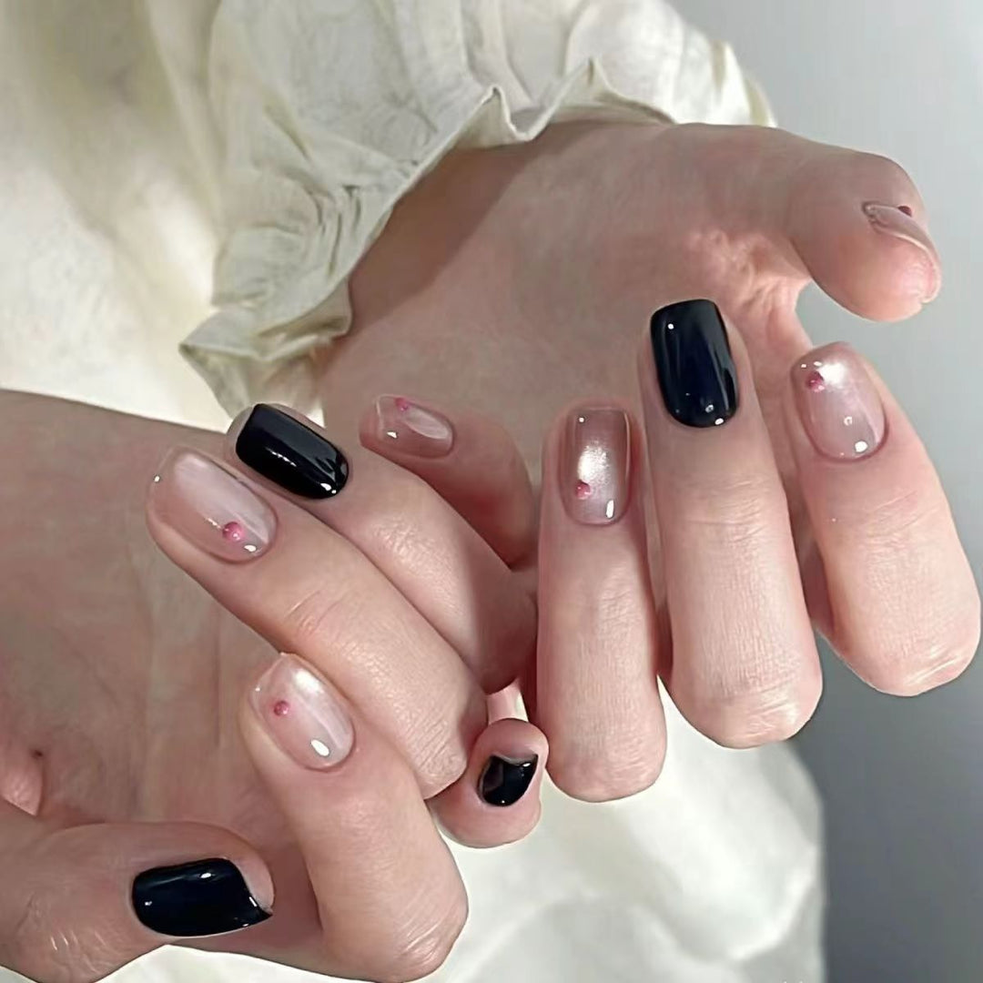 Artificial nails in elegant black-pink design Kalsten