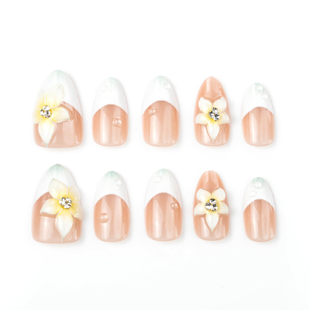 Acrylic nail set with elegant floral design Kalsten