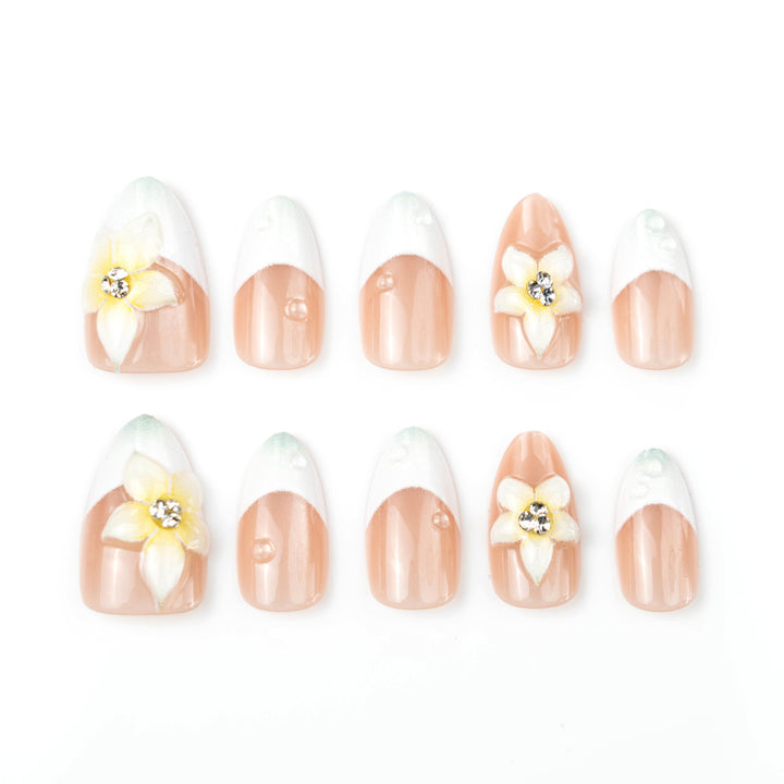 Acrylic nail set with elegant floral design Kalsten