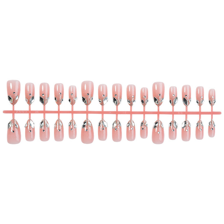 Decorative Press-On Nail Set with Elegant Silver Accents kalsten