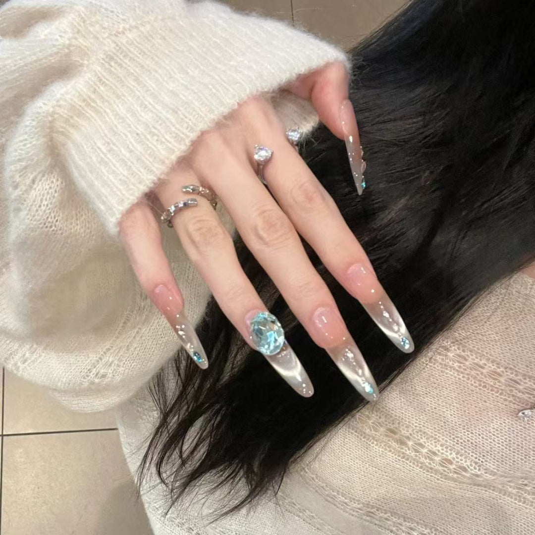 Crystal-Embellished Elegant Press-On Nails Kalsten