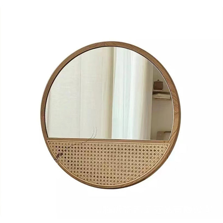 More Elegant Round Wall Mirror Made of Natural Rattan Kalsten