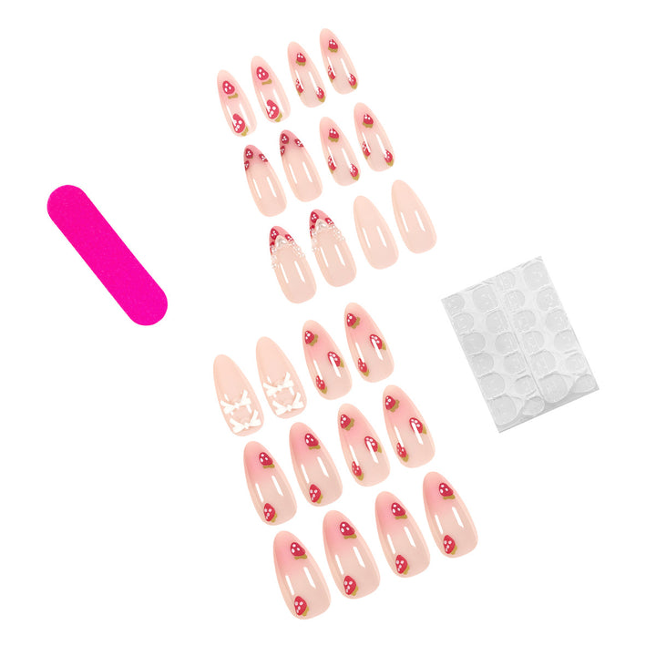 Artistic Stiletto Artificial Nails with Floral Accents Kalsten