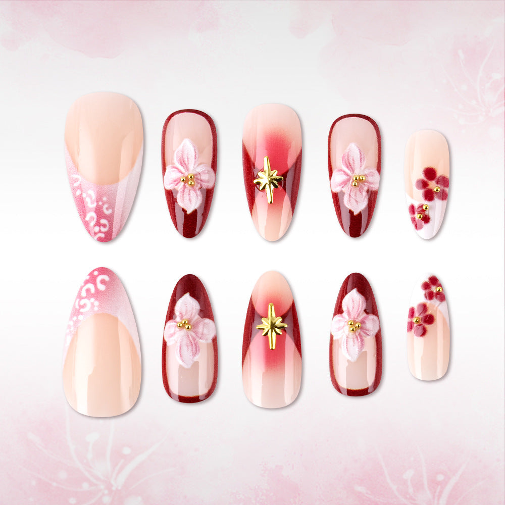 Artistic 3D Floral Sculpted Press-On Nails Kalsten