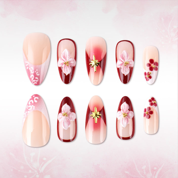 Artistic 3D Floral Sculpted Press-On Nails Kalsten