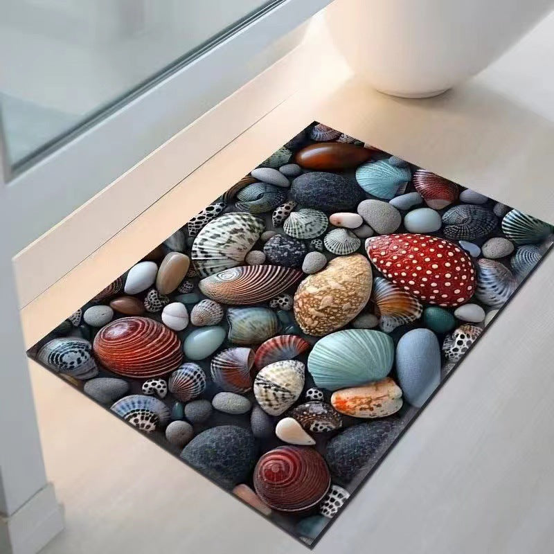 Coastal Seashell Design Bath Mat Kalsten