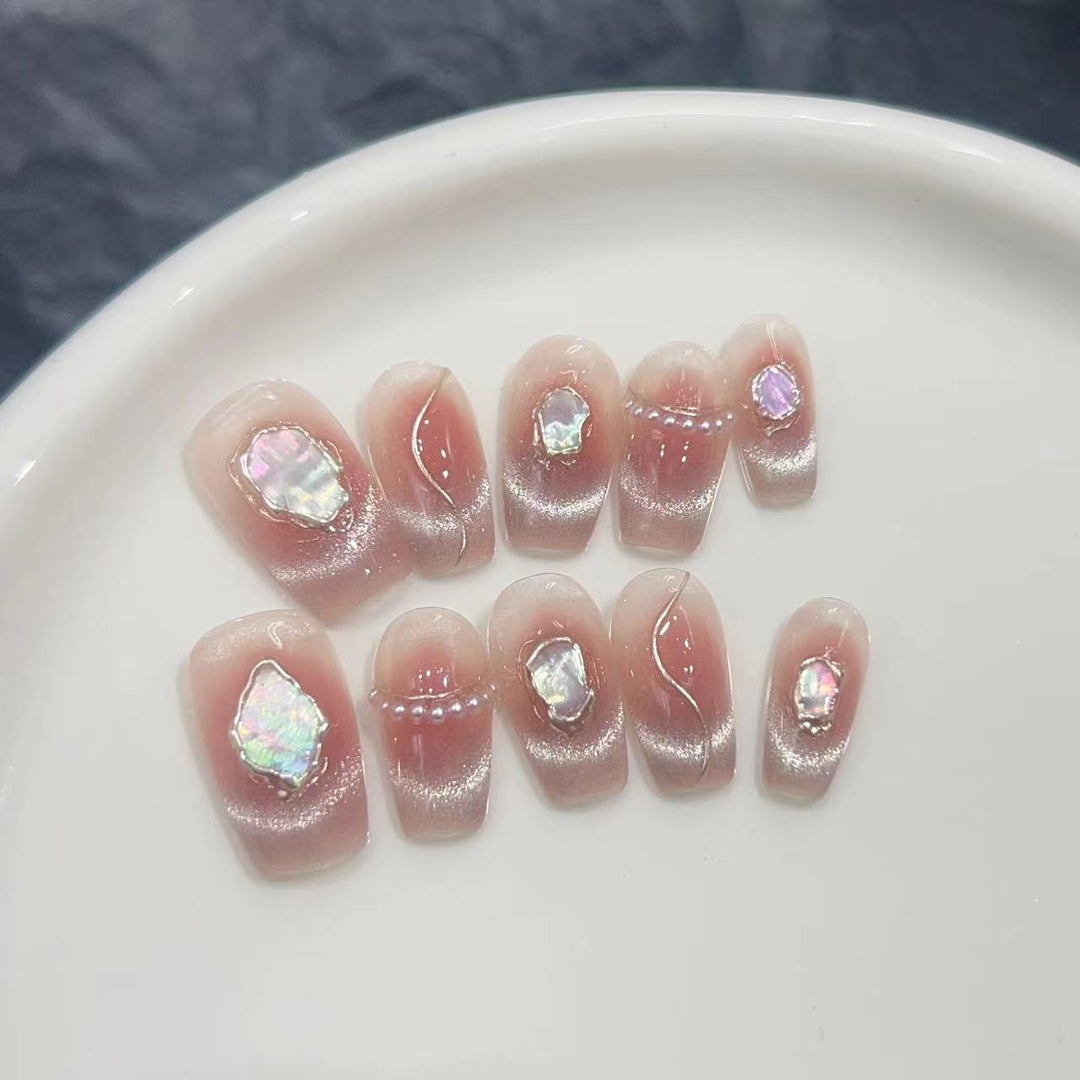 Decorative Press-On Nail Collection with Gemstone Accents Kalsten