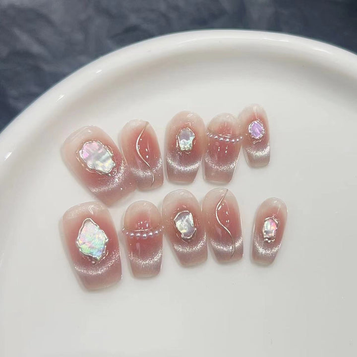 Decorative Press-On Nail Collection with Gemstone Accents Kalsten