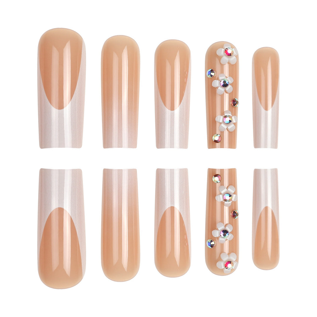 Floral Embellished Stiletto Press-On Nails Kalsten