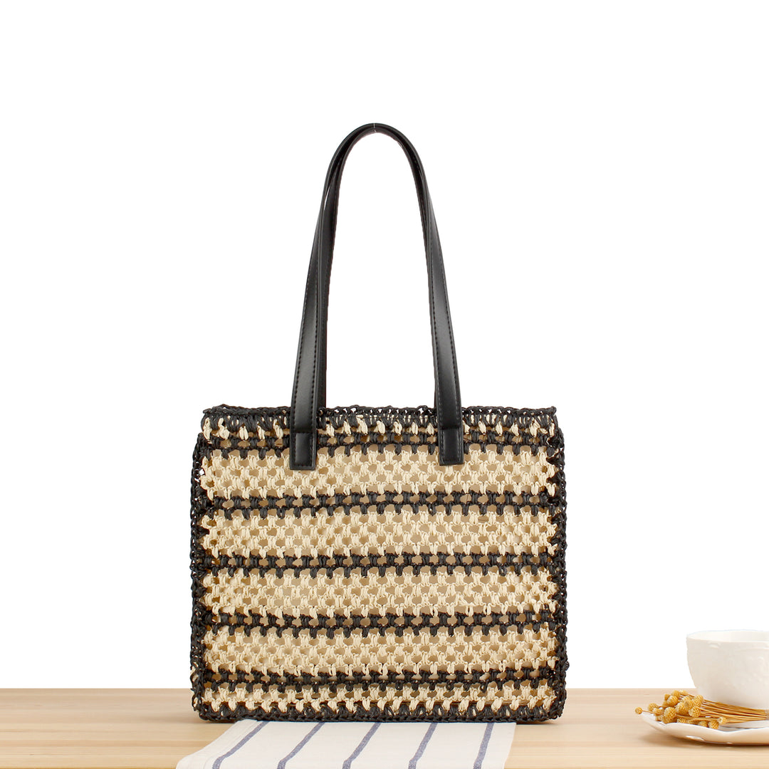 Handbag with Durable Woven Design and Elegant Leather Handles Kalsten