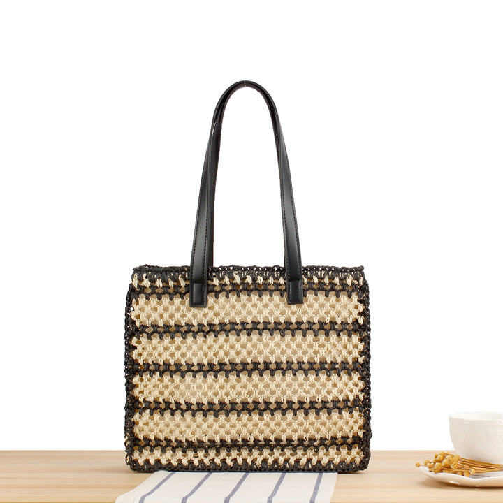 Handbag with Durable Woven Design and Elegant Leather Handles Kalsten