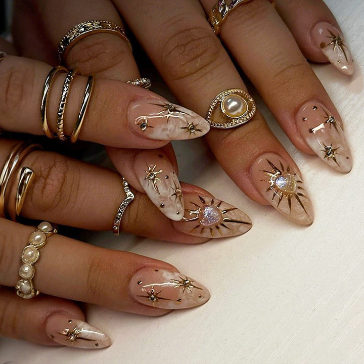 Creative nail art set with leopard pattern and glitter accents Kalsten