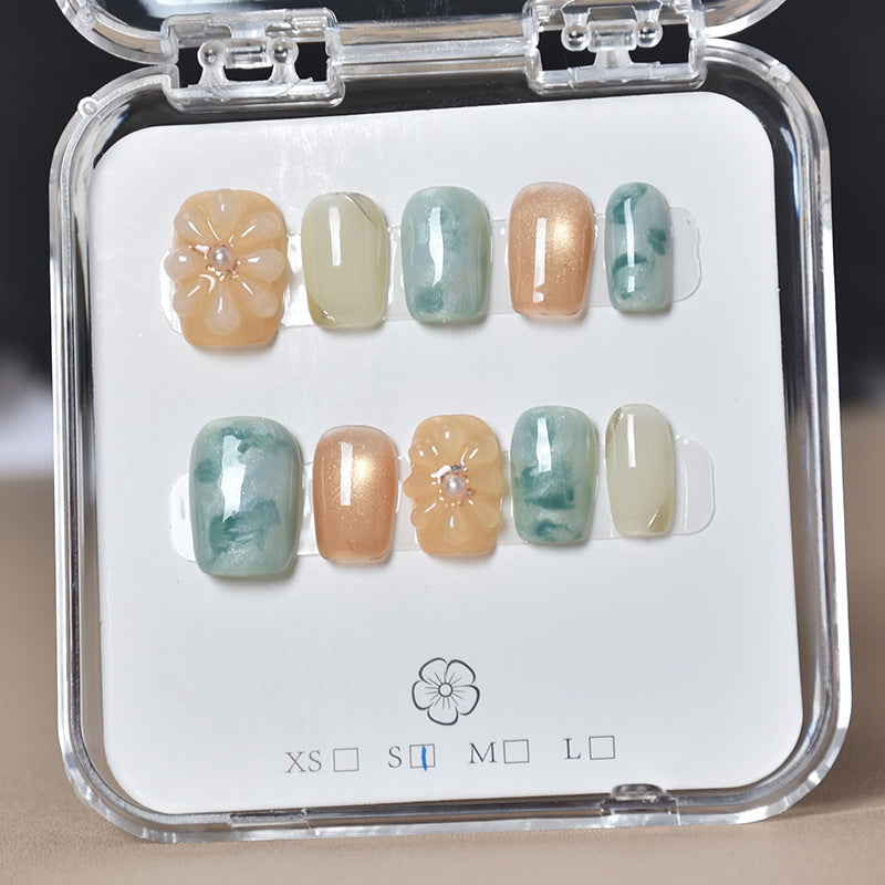 Decorative Floral Press-On Nail Set Kalsten