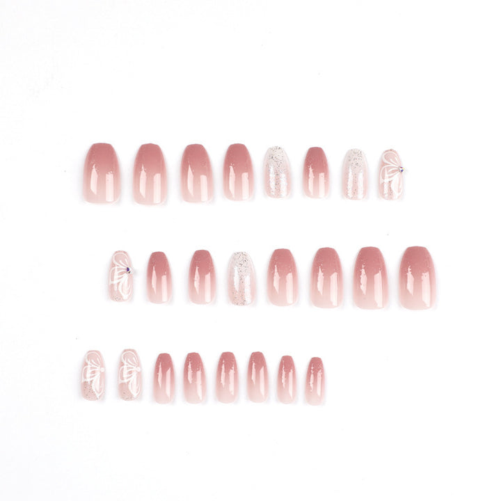 Elegant Ombre Press-On Nail Extensions with Decorative Accents Kalsten