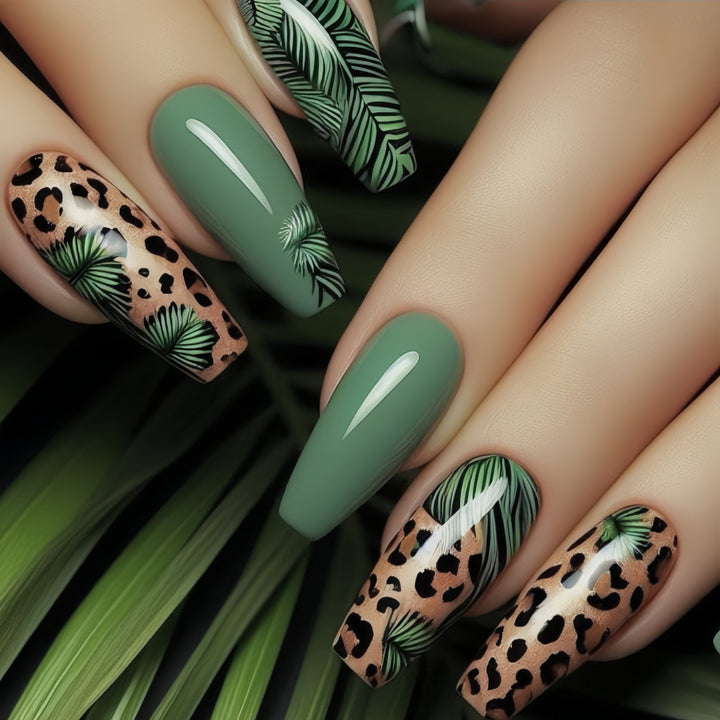 Creative artificial nails with tropical and animal design Kalsten