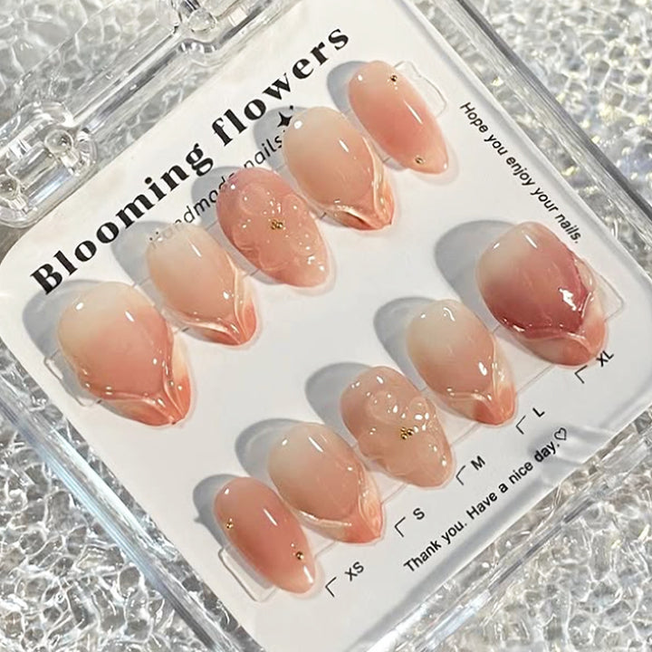 Decorative Press-On Nail Set with Floral Accents kalsten 1788495814