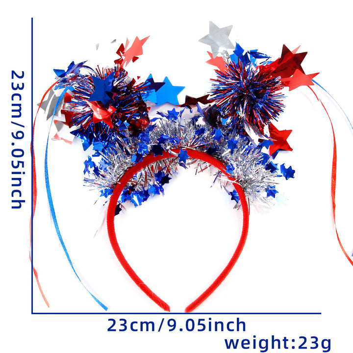 Ladies' festive hairband with pom poms, star embellishments, and glitter tinsel Kalsten