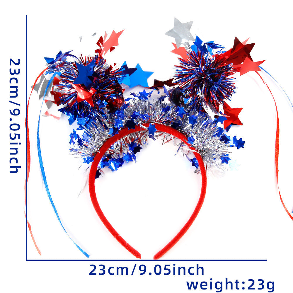 Unisex nan patriotic party headband with star pom poms and flag pendants Kalsten