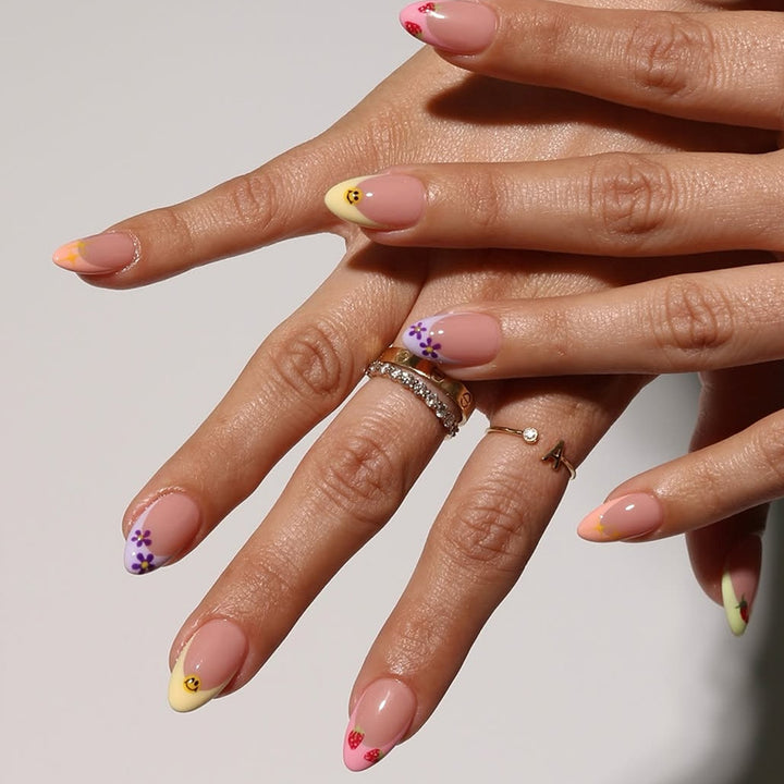 Artistic Floral Pattern Press-On Nail Art Kalsten