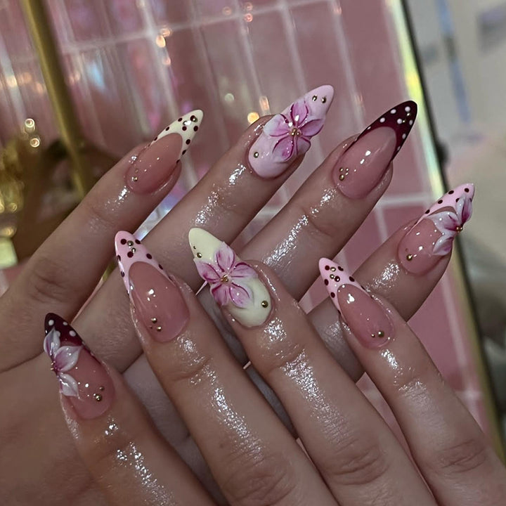 Luxury Floral Design Artificial Nails Kalsten