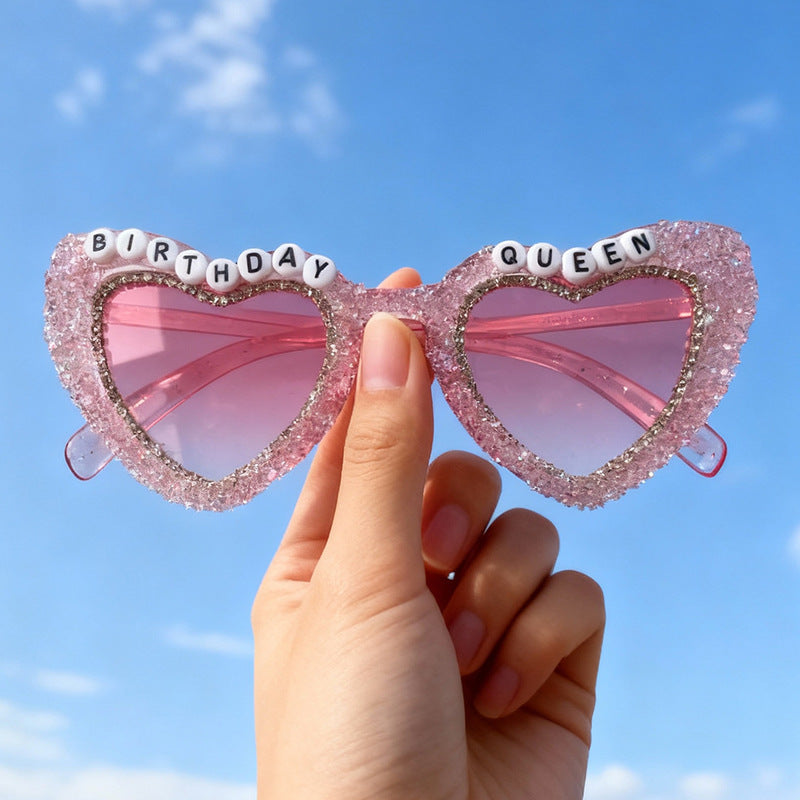 Rhinestone-Embellished Heart Sunglasses Kalsten