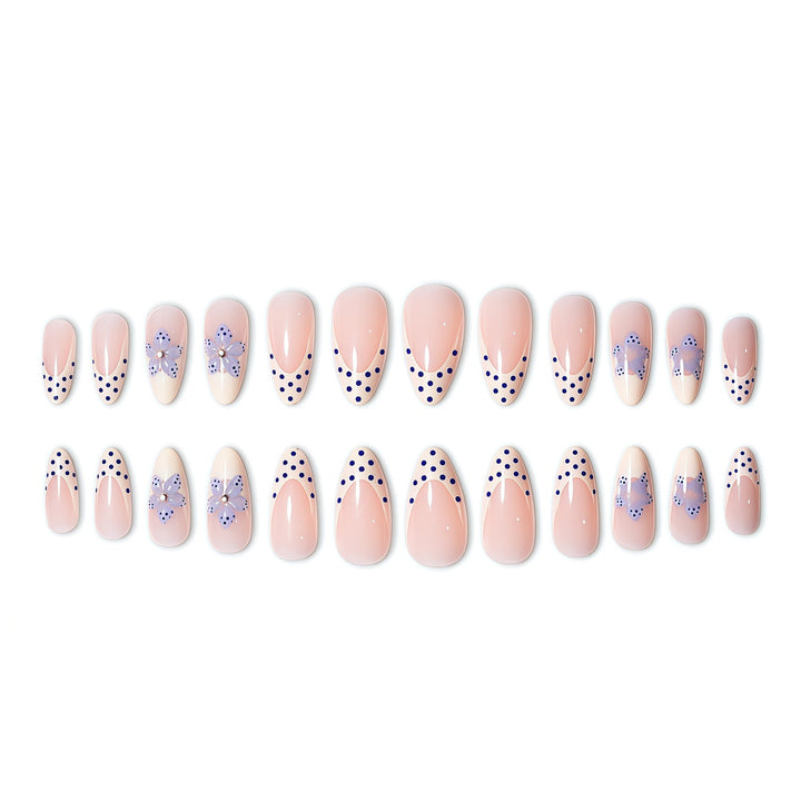 Artistic Floral White Tip Press-On Nails Kalsten