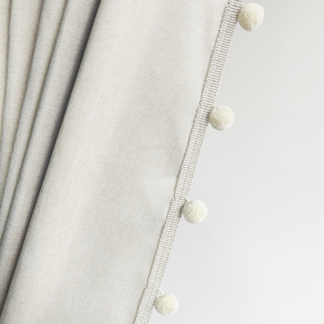 Textured Pom Pom Trim Shower Curtain Kalsten