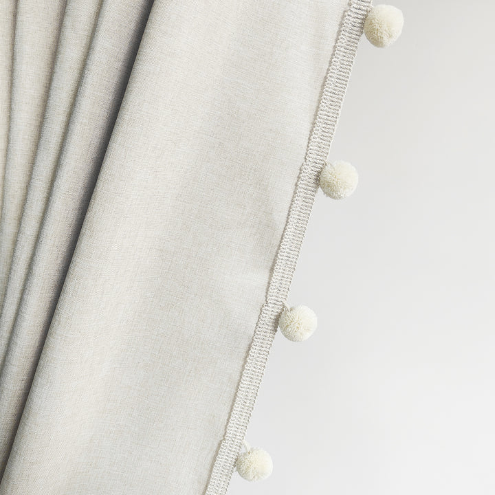Textured Pom Pom Trim Shower Curtain Kalsten
