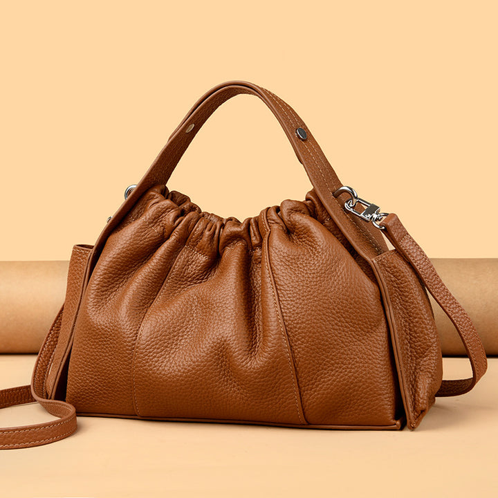 Textured Leather Drawstring Satchel Kalsten