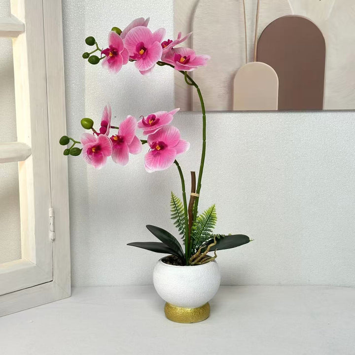 Elegant Faux Orchid Pot Arrangement